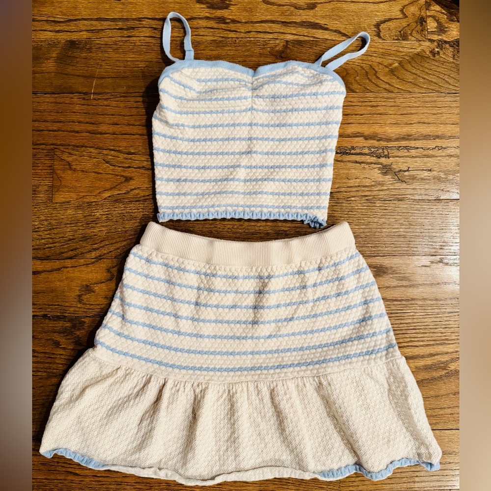 Freshman 1996 Blue & Cream Striped Knit Two-Piece Set – Size Small